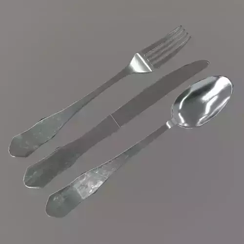 CC0 - Cutlery three silver forks and spoons Free low-poly 3D model