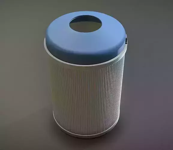 Blue and white plastic city trash can - High-Poly Version 3D model