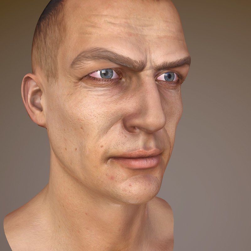 Male Head Low-poly 3D model_4