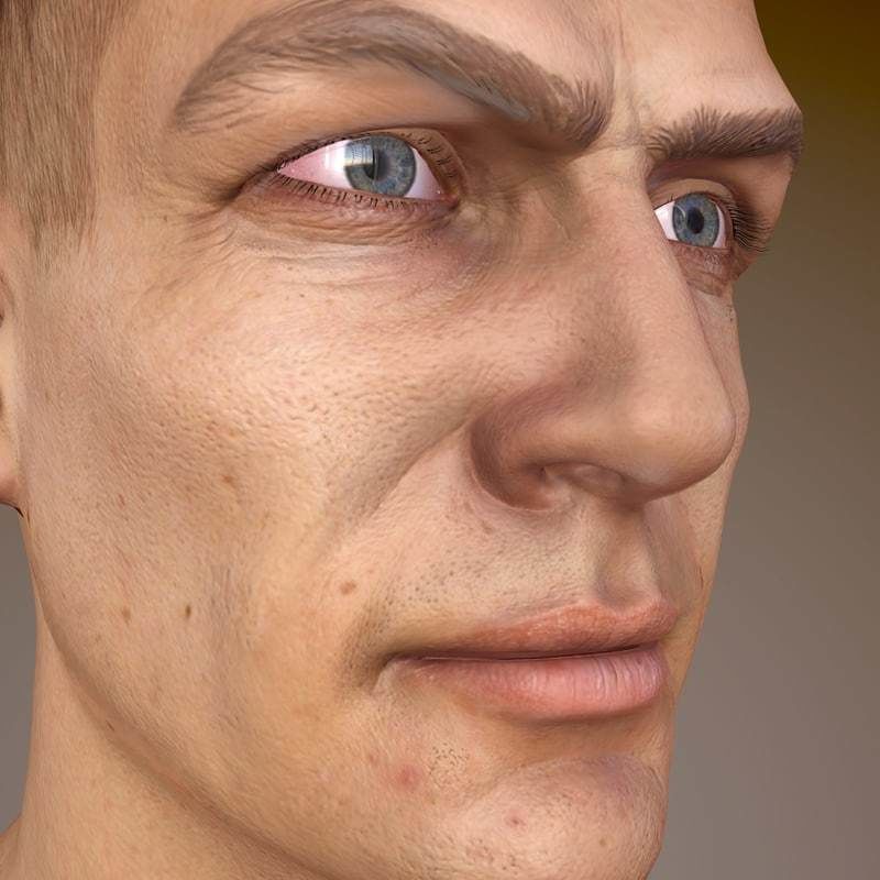 Male Head Low-poly 3D model_5