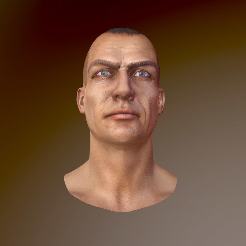 Male Head Low-poly 3D model_3
