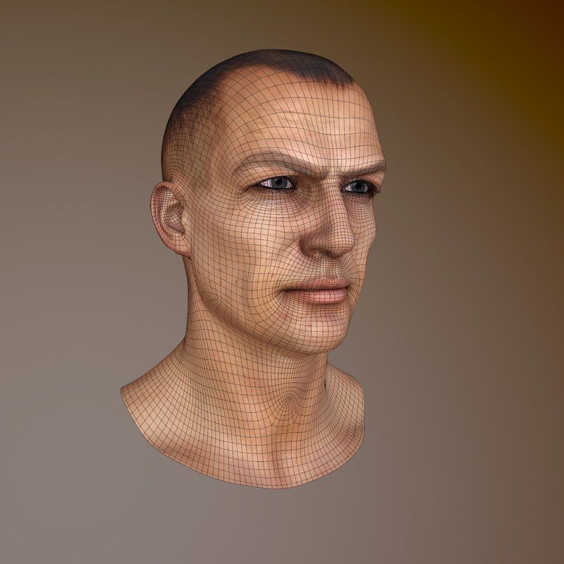 Male Head Low-poly 3D model_10