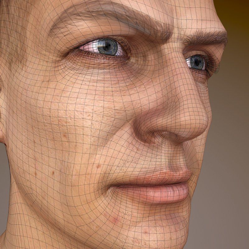 Male Head Low-poly 3D model_6