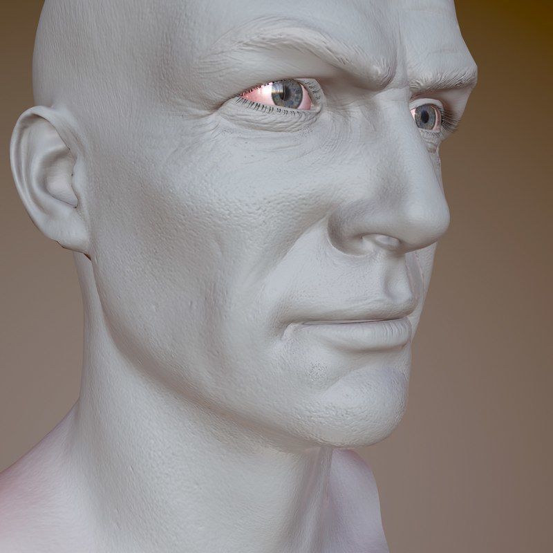 Male Head Low-poly 3D model_9