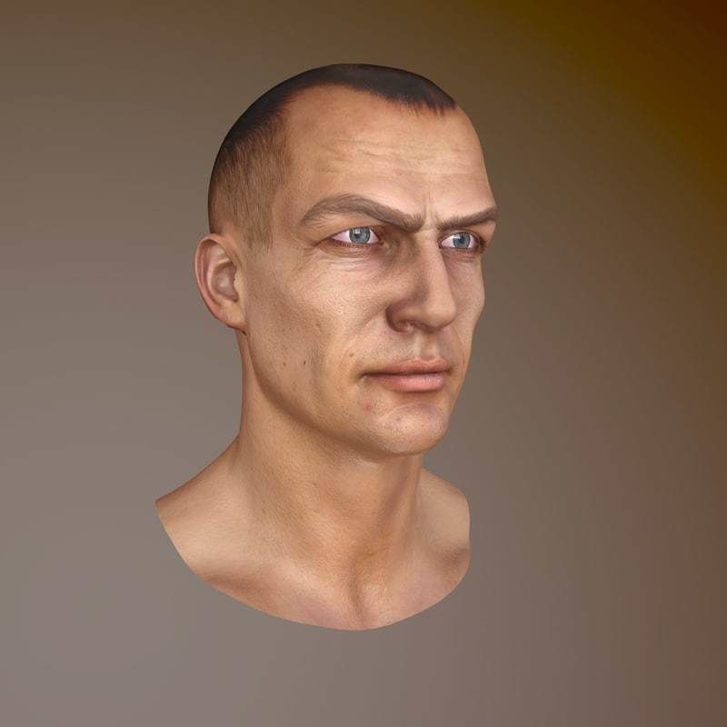 Male Head Low-poly 3D model_8