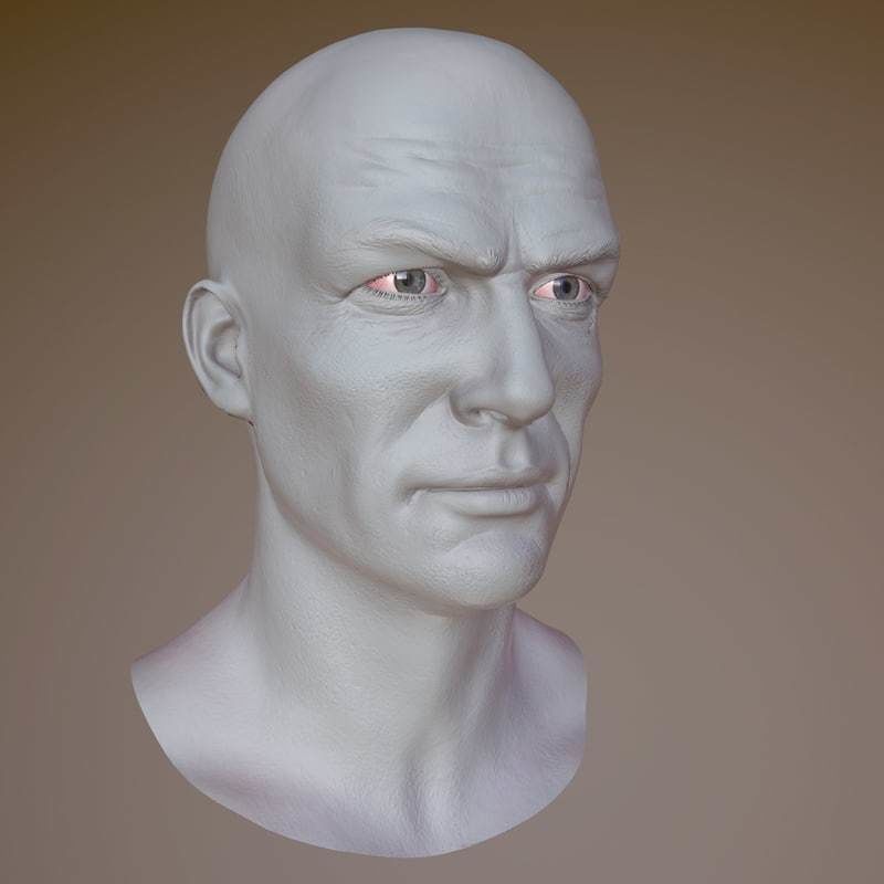 Male Head Low-poly 3D model_7