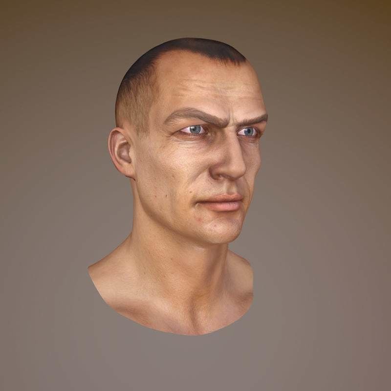 Male Head Low-poly 3D model_1