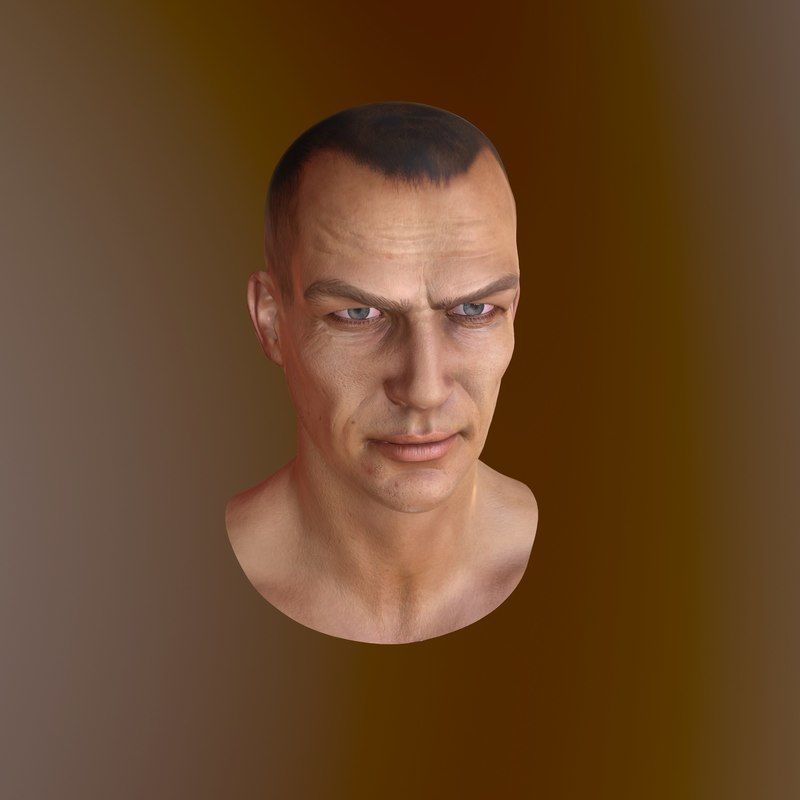 Male Head Low-poly 3D model_2