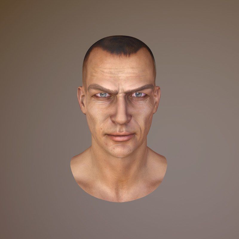 Male Head Low-poly 3D model_12