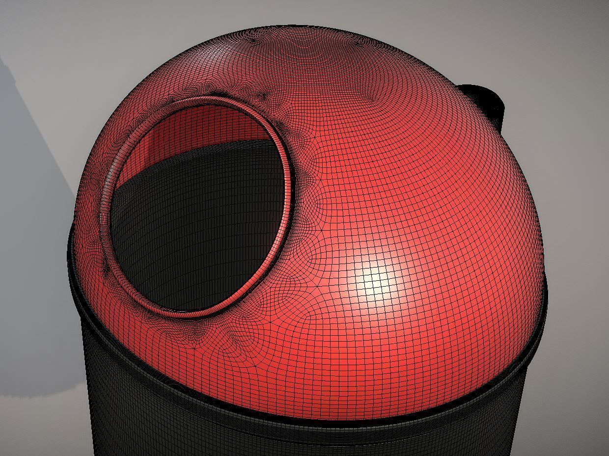 Red and black plastic city trash can - High-Poly Version 3D model_14