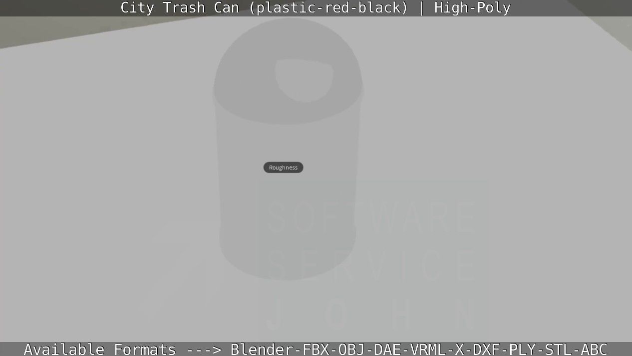 Red and black plastic city trash can - High-Poly Version 3D model_66