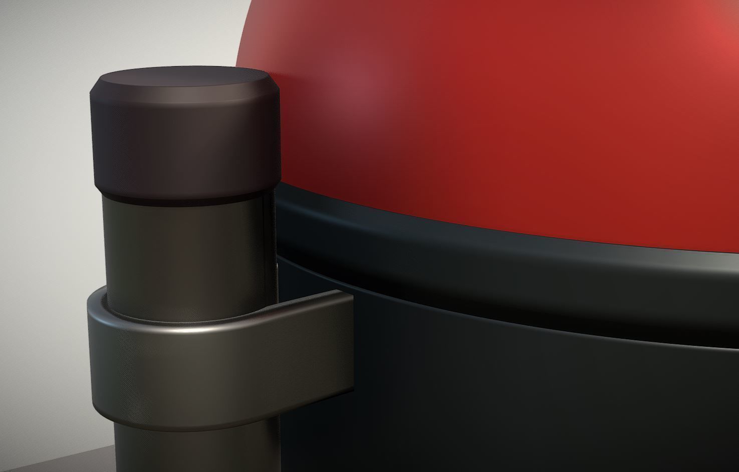 Red and black plastic city trash can - High-Poly Version 3D model_12