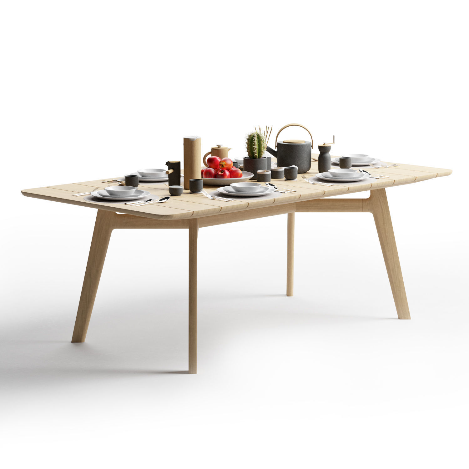 Ethimo Knit dining armchair and rectangular table 3D model_2