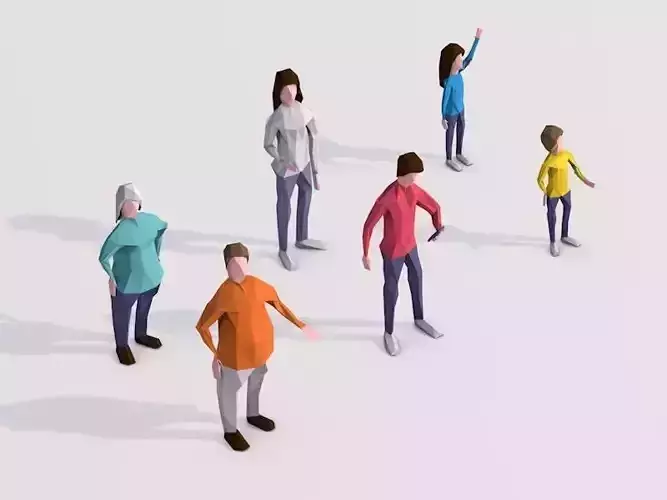 Cartoon Lowpoly People Characters Rigged Low-poly 3D model