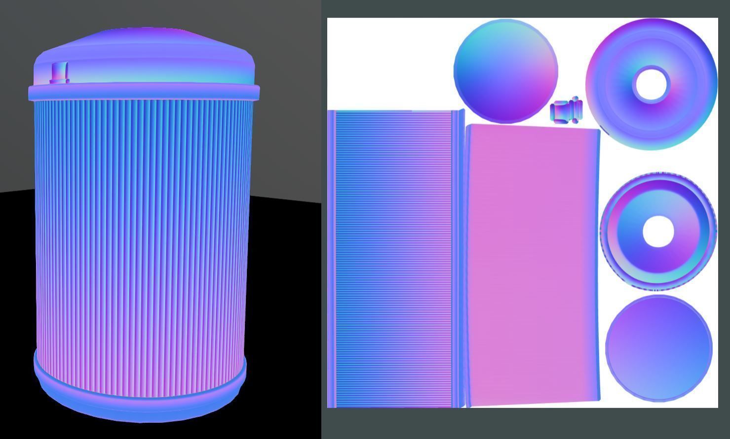 Blue and white plastic city trash can - Low-Poly Version Low-poly 3D model_8