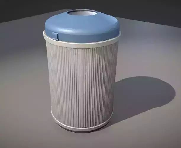 Blue and white plastic city trash can - Low-Poly Version Low-poly 3D model