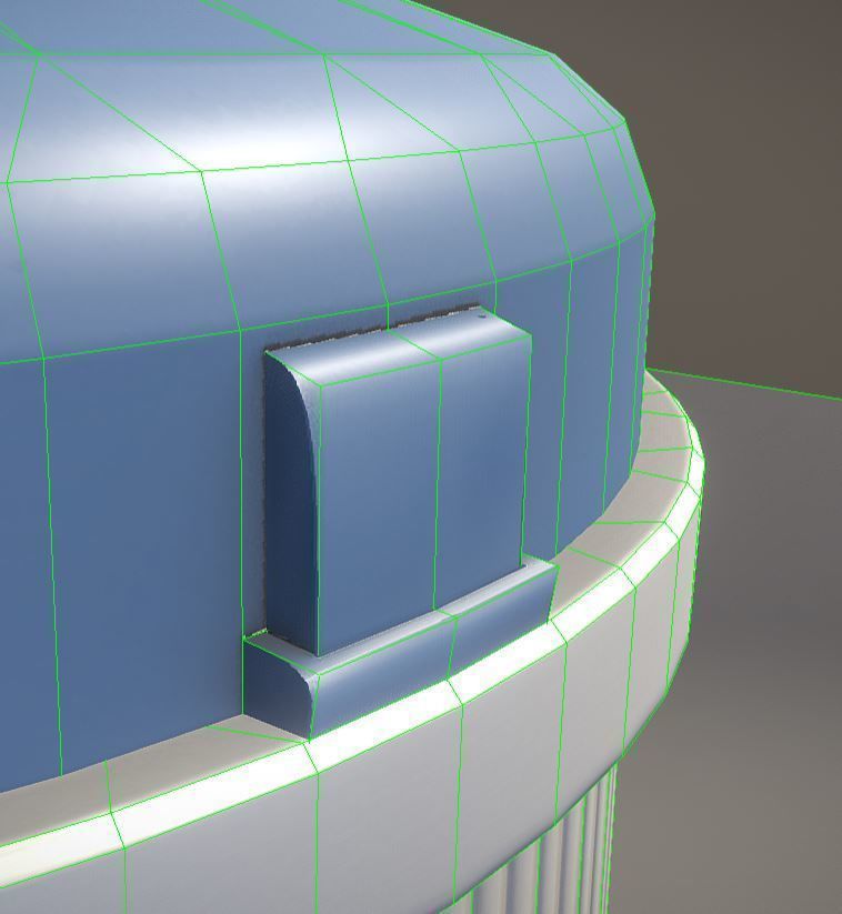 Blue and white plastic city trash can - Low-Poly Version Low-poly 3D model_9