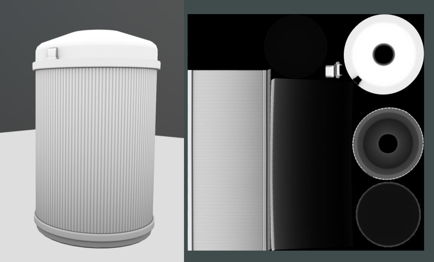 Blue and white plastic city trash can - Low-Poly Version Low-poly 3D model_14