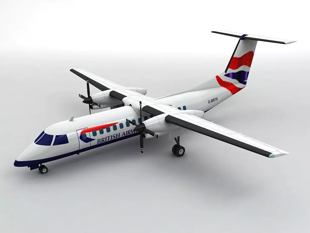 Dash 8-300 Airliner British Airways Low-poly 3D model