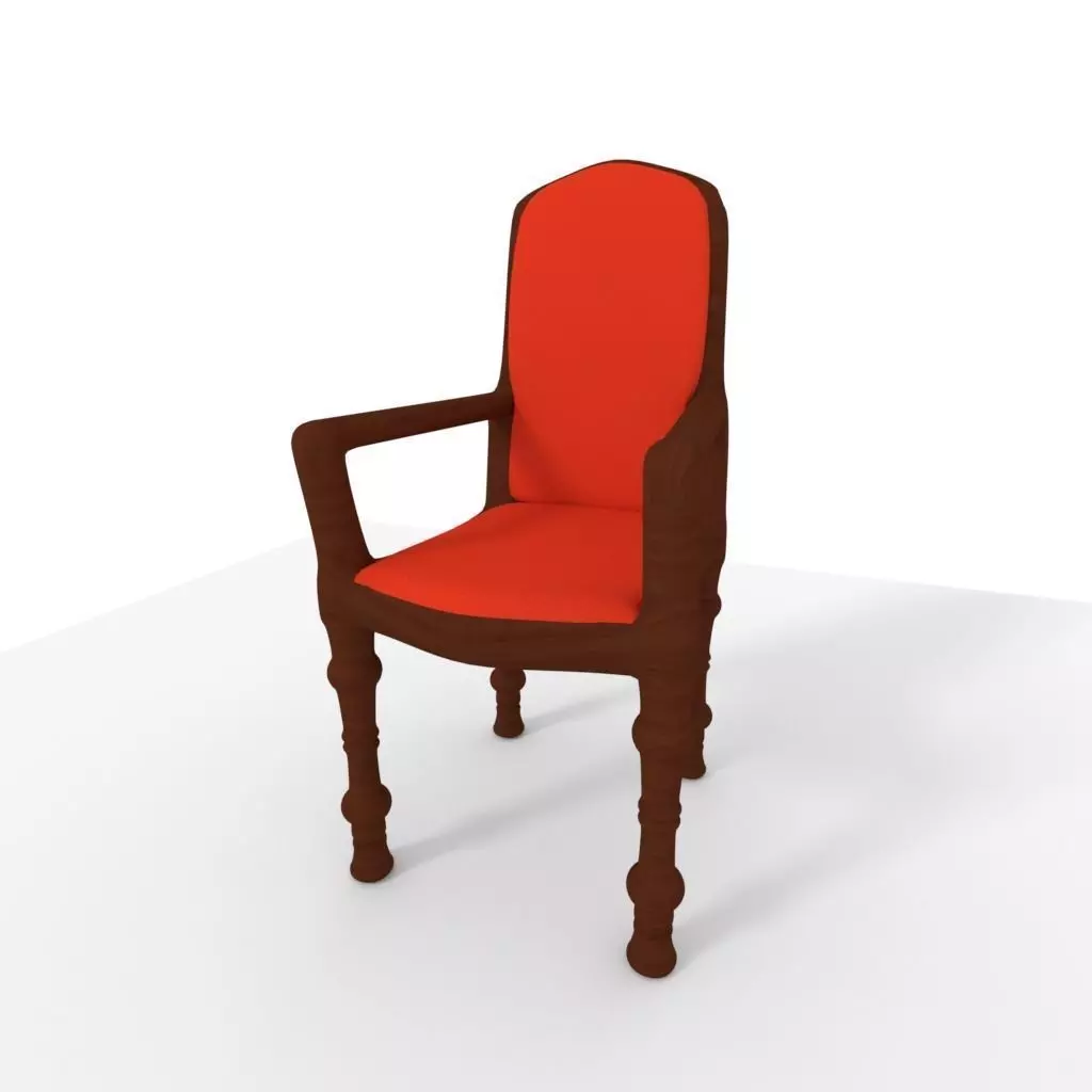 Cushioned Wooden Chair Free 3D model