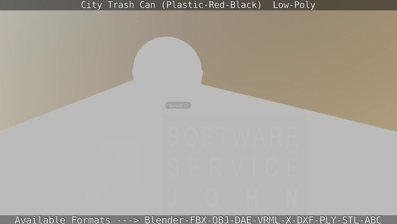 Red and black plastic city trash can - Low-Poly Low-poly 3D model_77