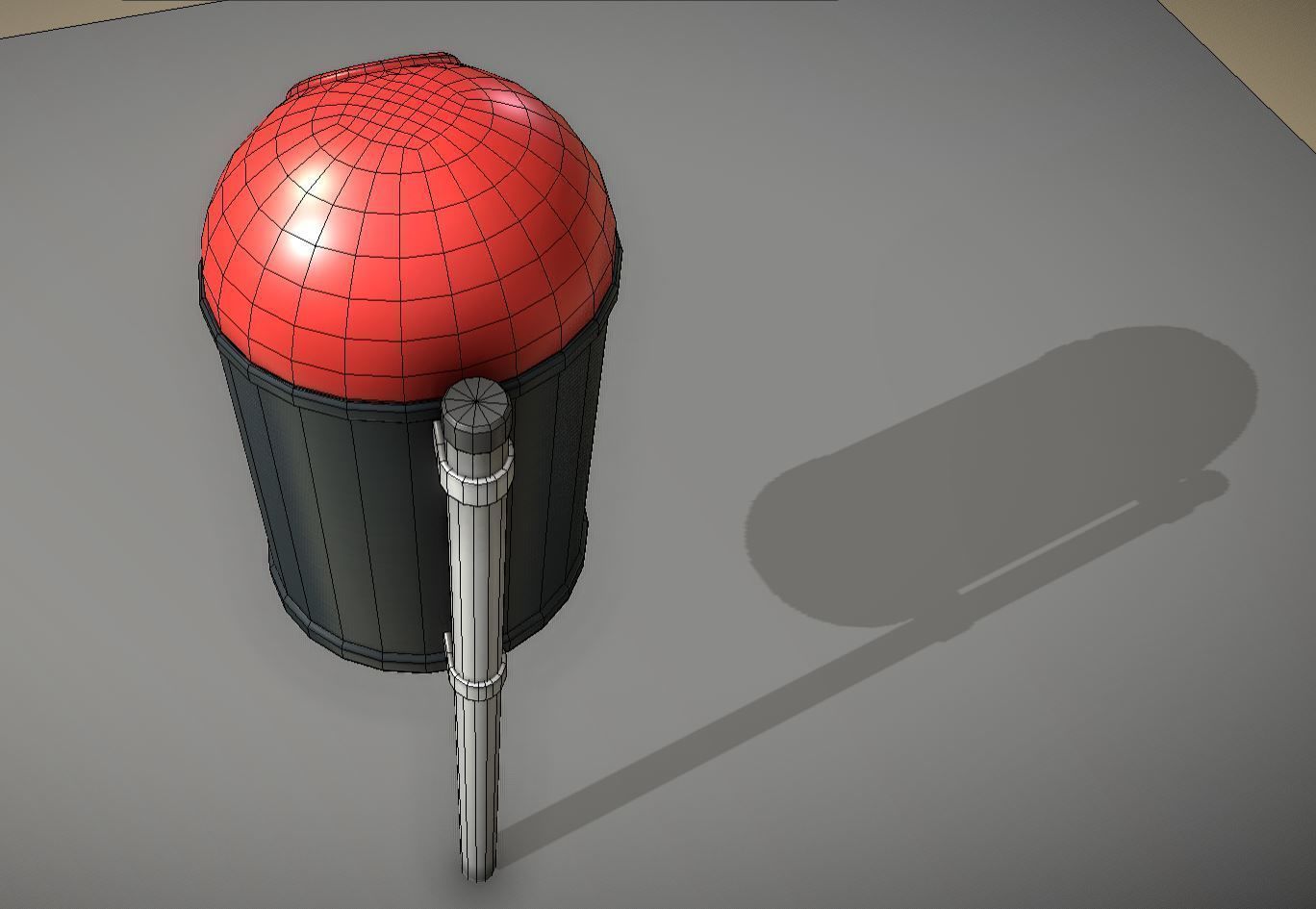 Red and black plastic city trash can - Low-Poly Low-poly 3D model_13