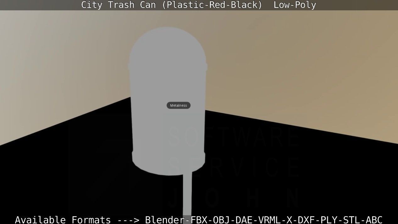 Red and black plastic city trash can - Low-Poly Low-poly 3D model_80