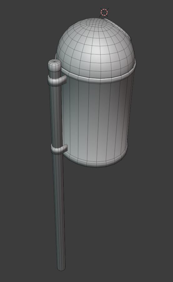 Red and black plastic city trash can - Low-Poly Low-poly 3D model_27