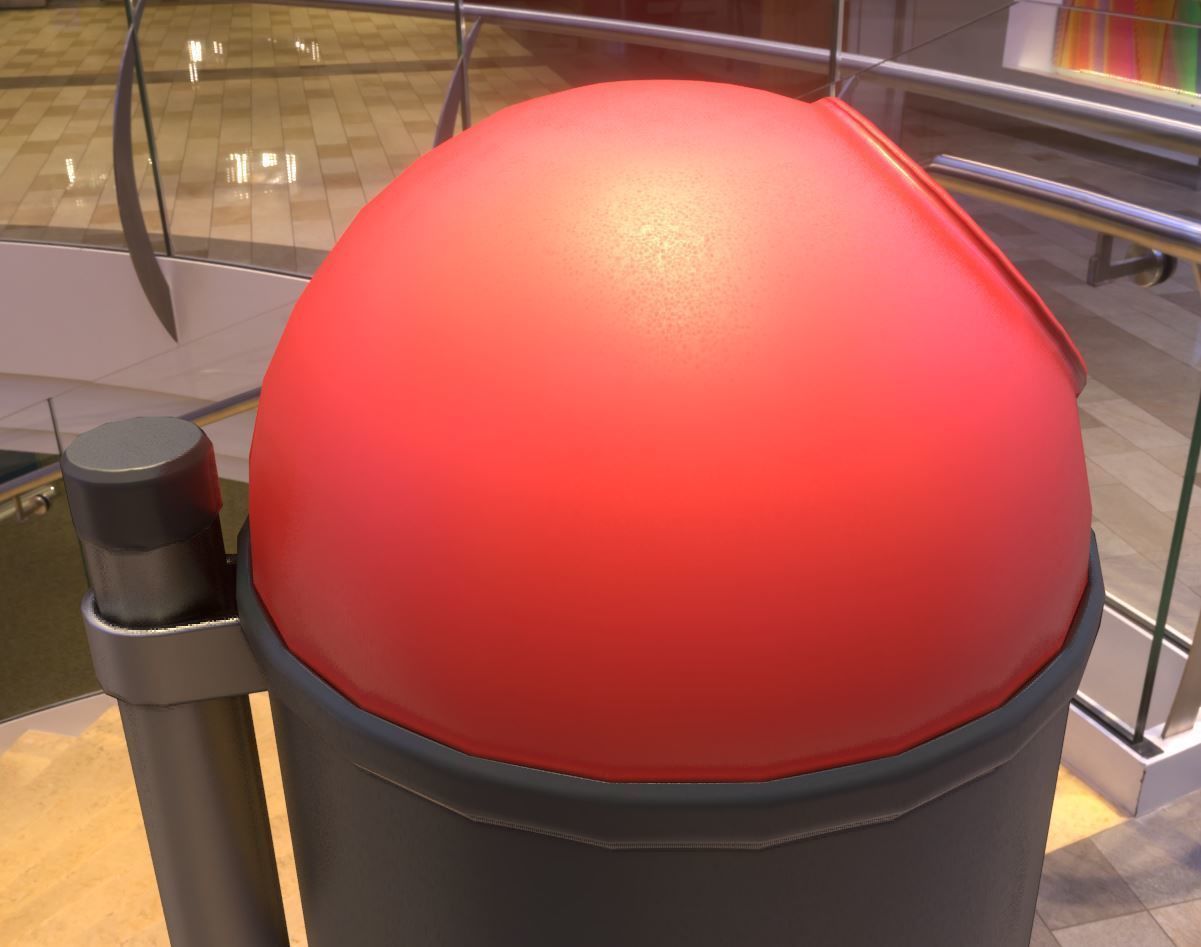 Red and black plastic city trash can - Low-Poly Low-poly 3D model_5