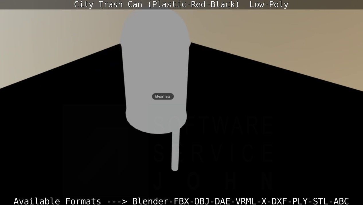 Red and black plastic city trash can - Low-Poly Low-poly 3D model_59