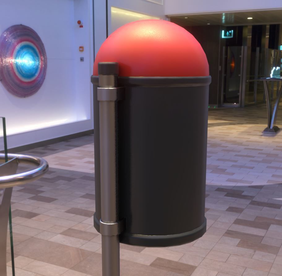Red and black plastic city trash can - Low-Poly Low-poly 3D model_4