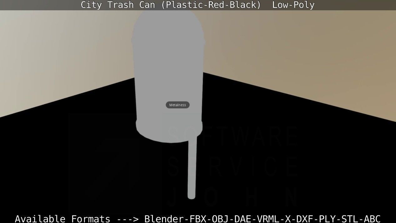 Red and black plastic city trash can - Low-Poly Low-poly 3D model_58