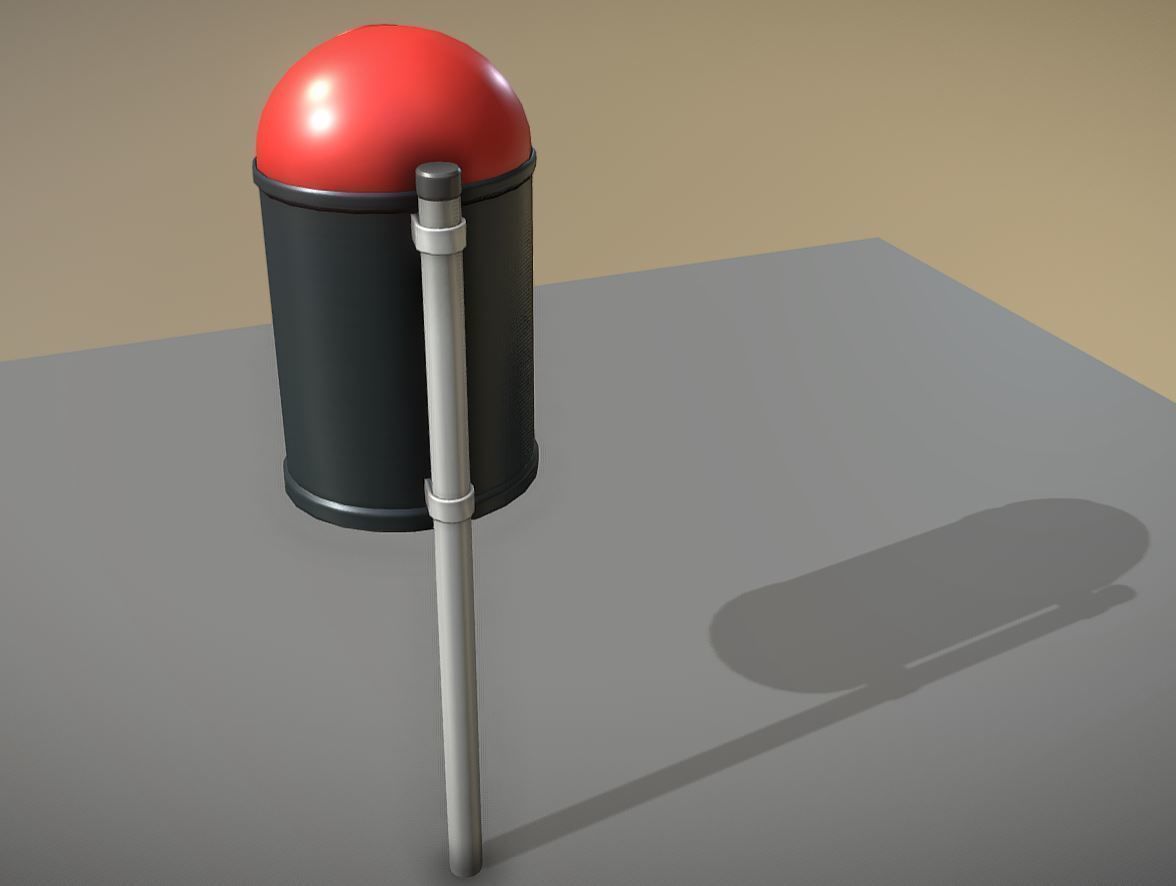 Red and black plastic city trash can - Low-Poly Low-poly 3D model_15