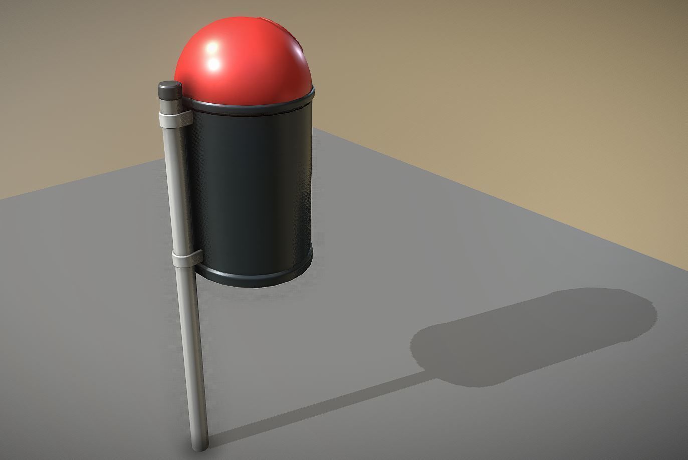 Red and black plastic city trash can - Low-Poly Low-poly 3D model_10