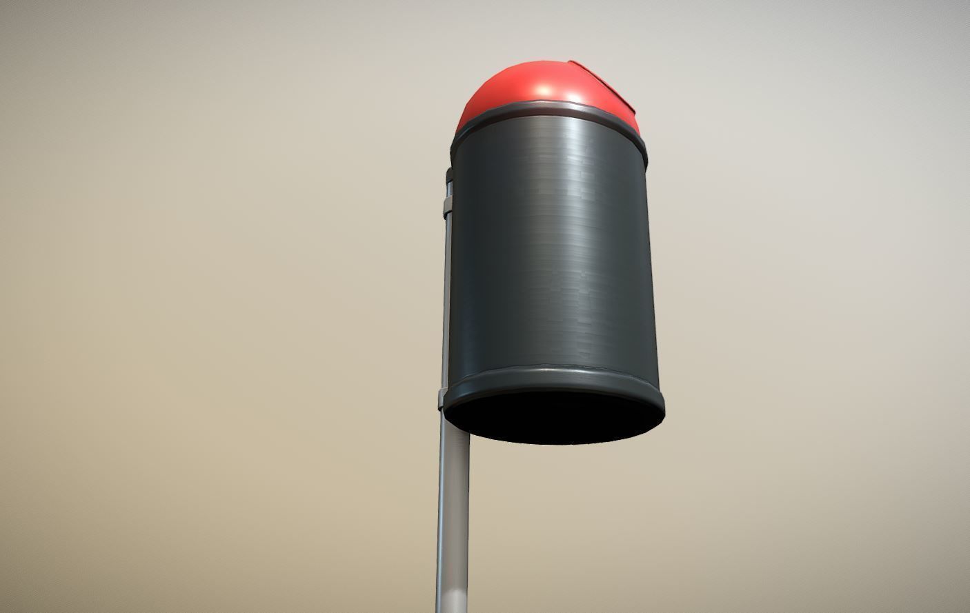 Red and black plastic city trash can - Low-Poly Low-poly 3D model_8