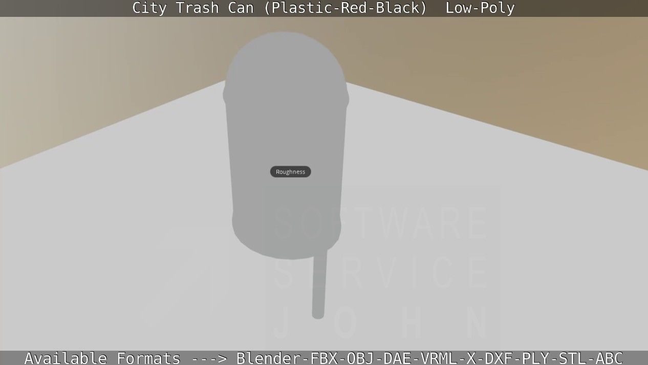 Red and black plastic city trash can - Low-Poly Low-poly 3D model_60