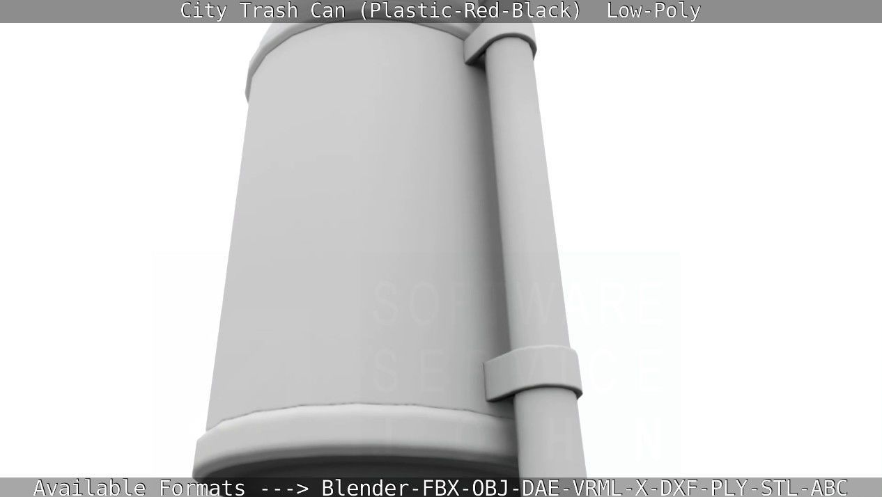 Red and black plastic city trash can - Low-Poly Low-poly 3D model_73