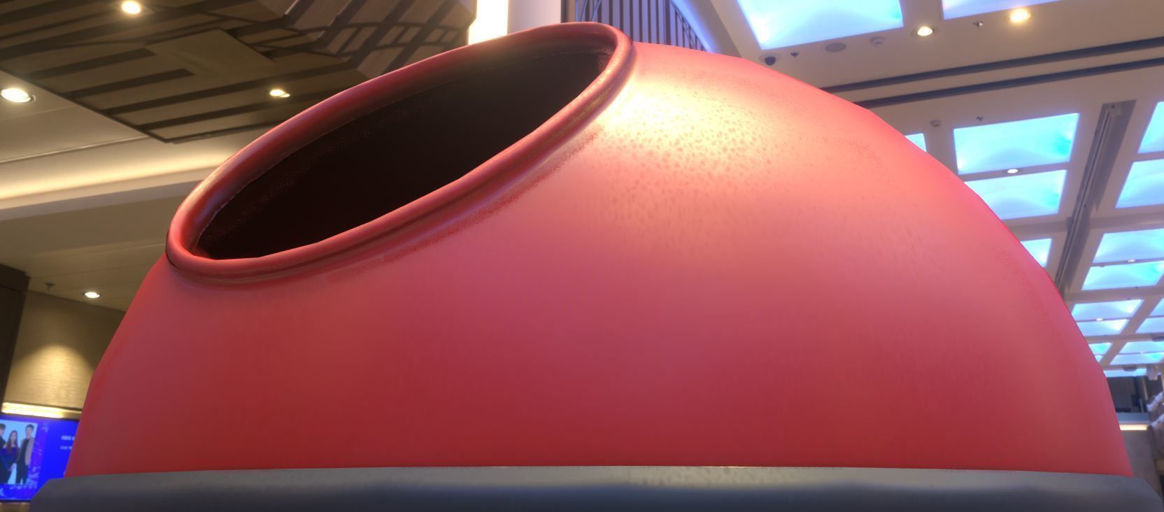 Red and black plastic city trash can - Low-Poly Low-poly 3D model_7