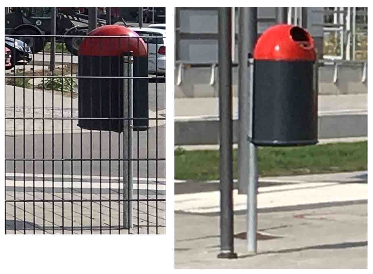 Red and black plastic city trash can - Low-Poly Low-poly 3D model_14