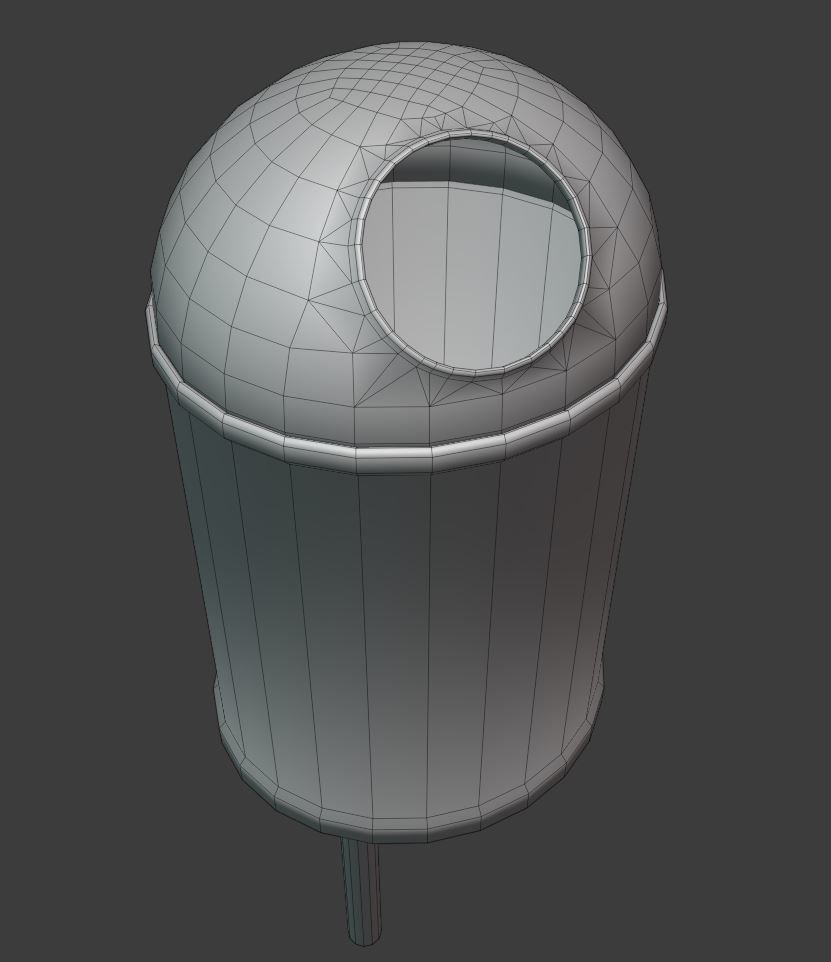 Red and black plastic city trash can - Low-Poly Low-poly 3D model_25