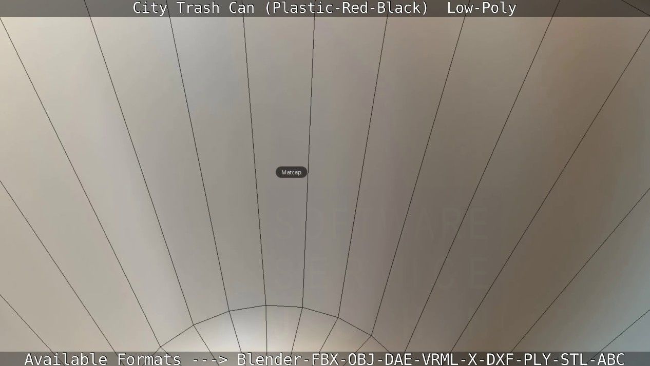 Red and black plastic city trash can - Low-Poly Low-poly 3D model_108