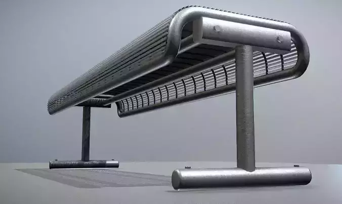 Modern Metal Lattice Bench Low-Poly 