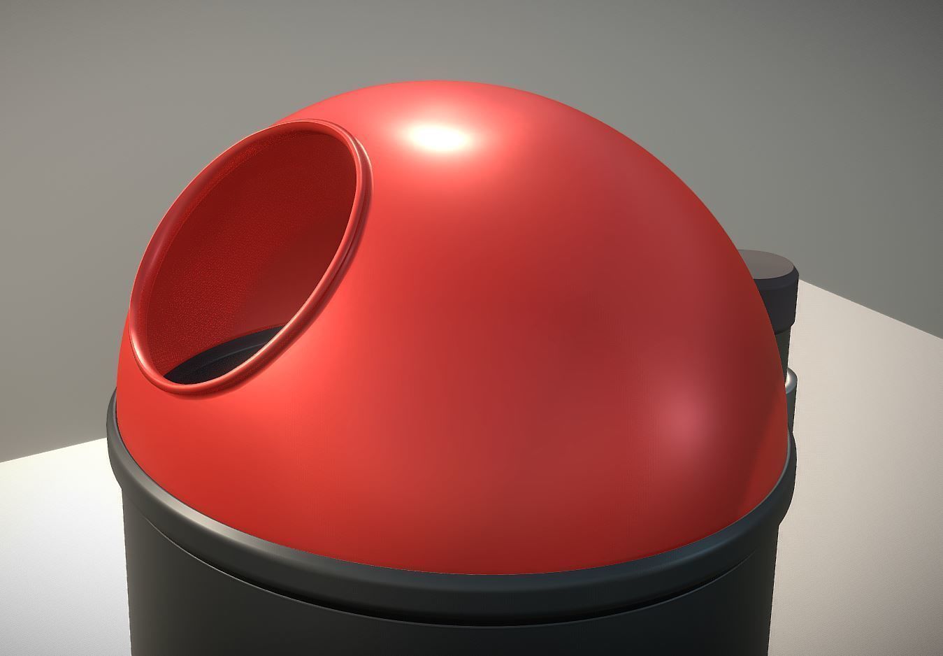 Red and black plastic city trash can High and Low-Poly Version 3D Model Collection_3