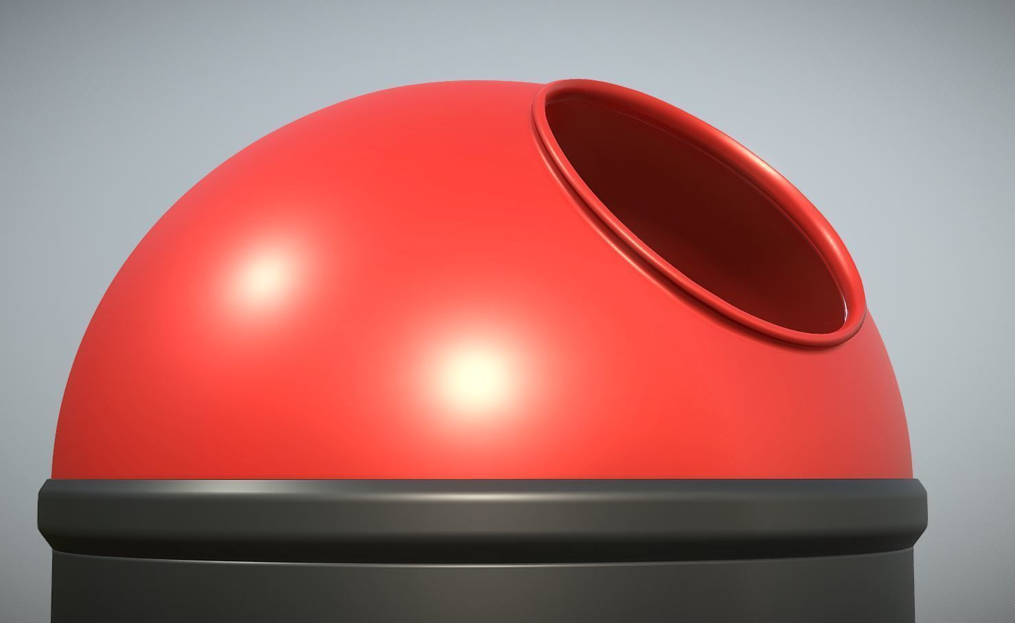 Red and black plastic city trash can High and Low-Poly Version 3D Model Collection_7