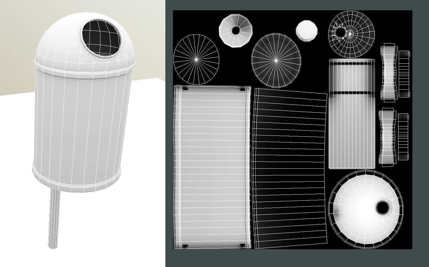 Red and black plastic city trash can High and Low-Poly Version 3D Model Collection_23