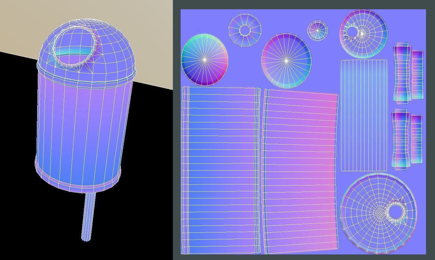 Red and black plastic city trash can High and Low-Poly Version 3D Model Collection_22