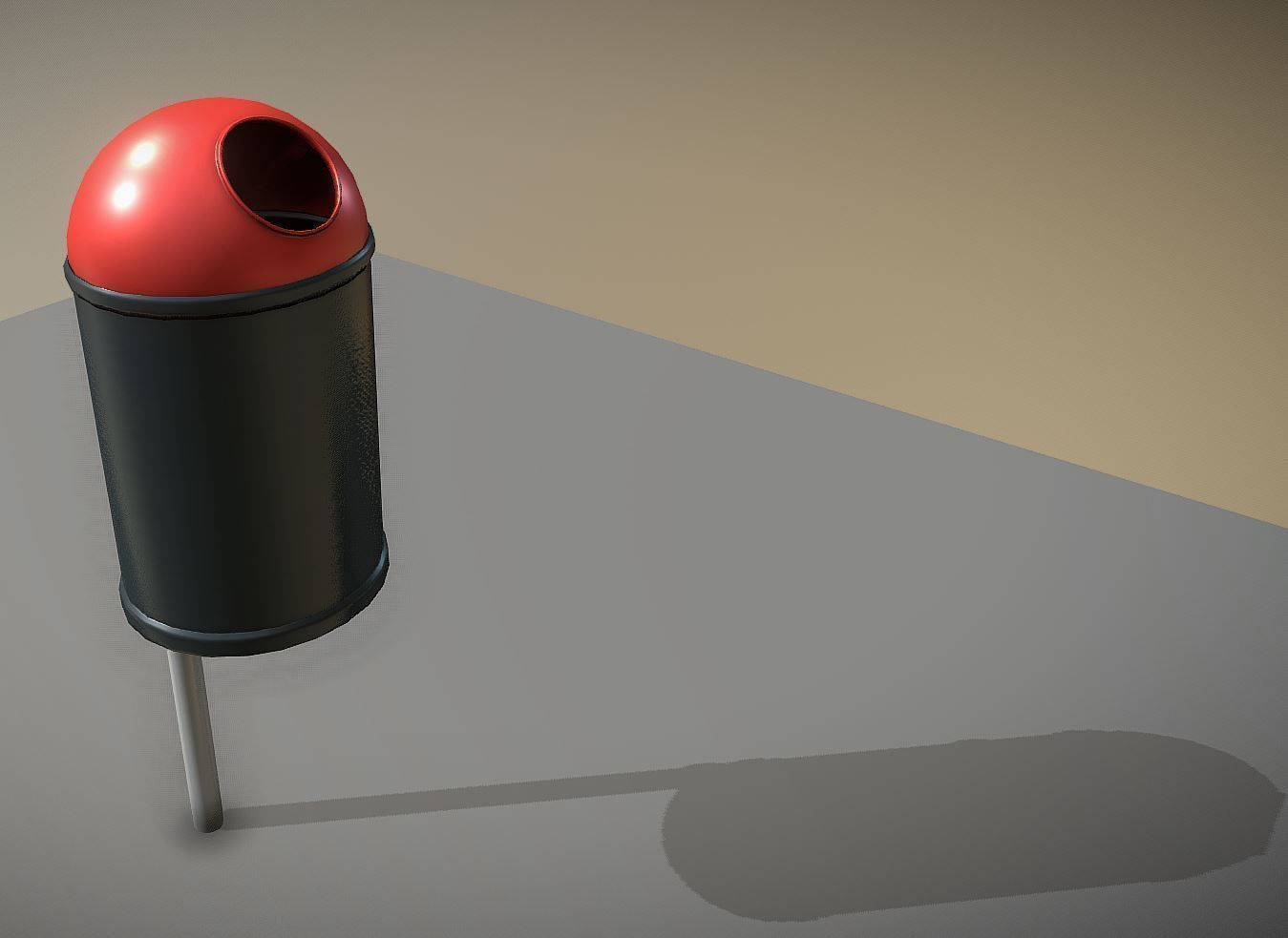 Red and black plastic city trash can High and Low-Poly Version 3D Model Collection_27