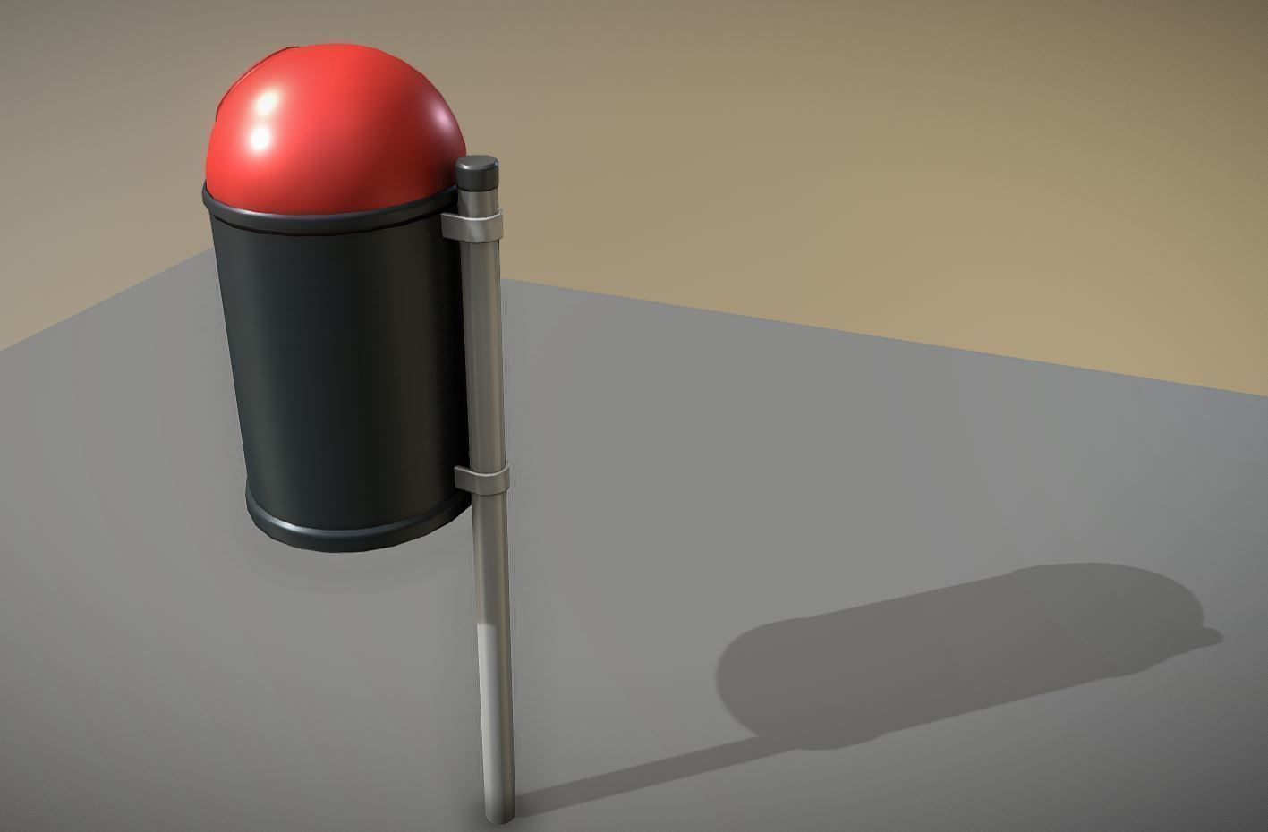 Red and black plastic city trash can High and Low-Poly Version 3D Model Collection_14