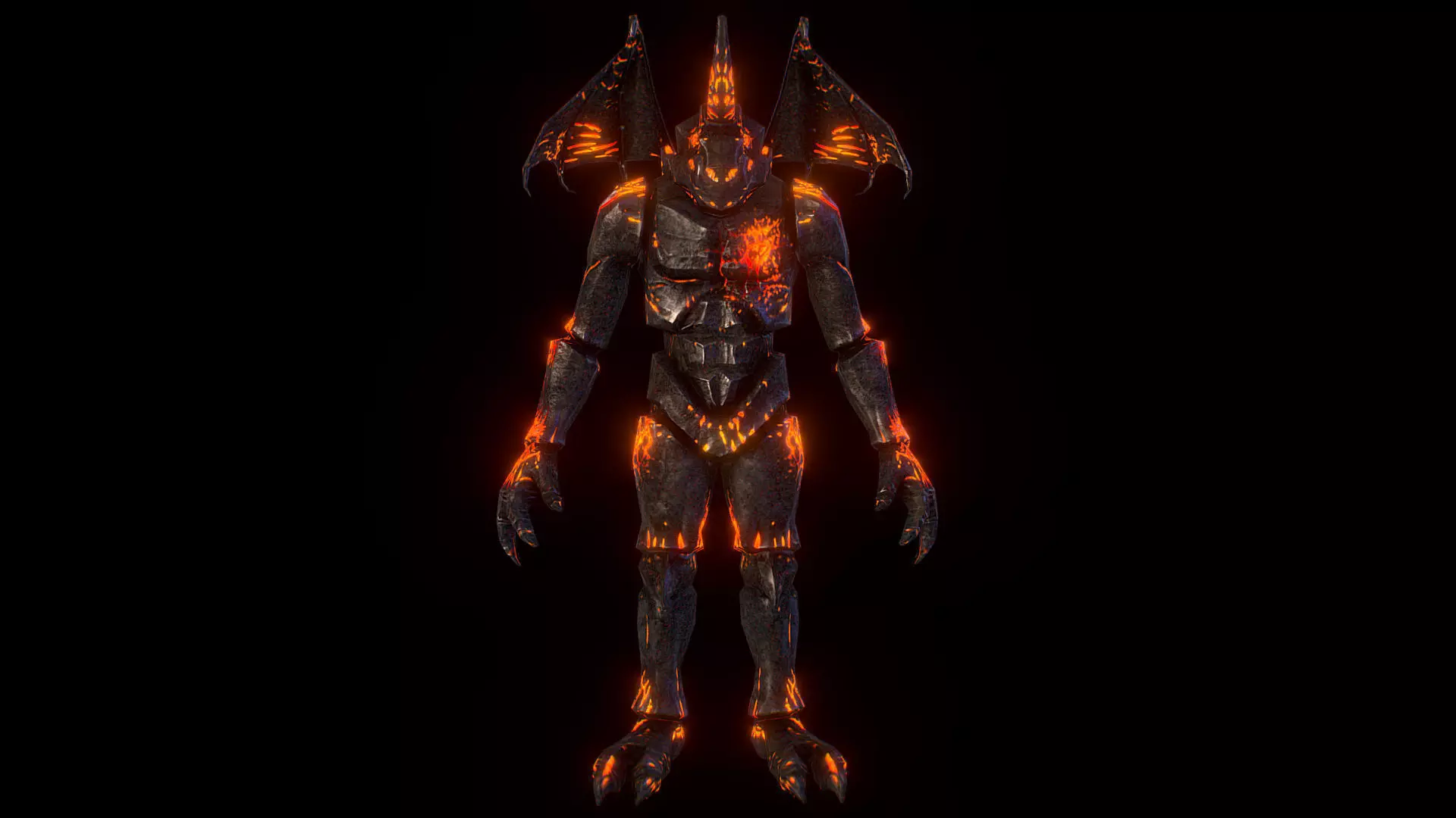 Skull Stone Golem Game MMO RPG Character Low-poly 3D model