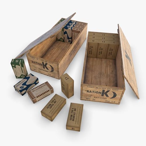 US WWII Ration K 3D Model Collection